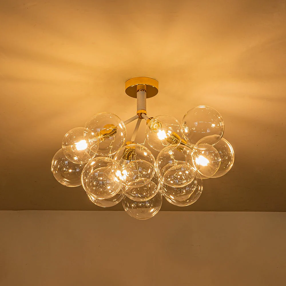 Modern Cluster Glass Bubble Chandelier / Semi Flush - Image 31