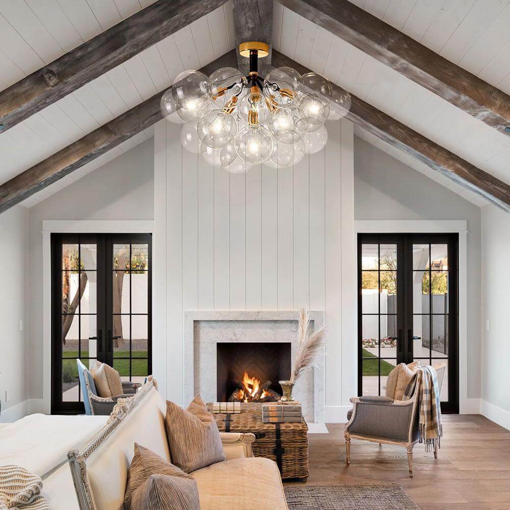 Modern Cluster Glass Bubble Chandelier / Semi Flush - Image 4
