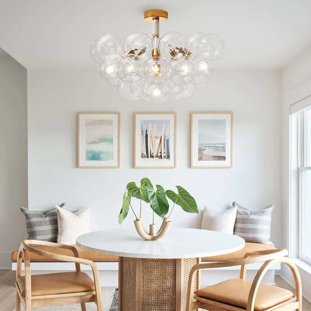 Modern Cluster Glass Bubble Chandelier / Semi Flush - Image 5
