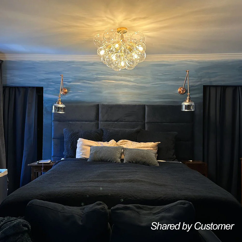 Modern Cluster Glass Bubble Chandelier / Semi Flush - Image 7