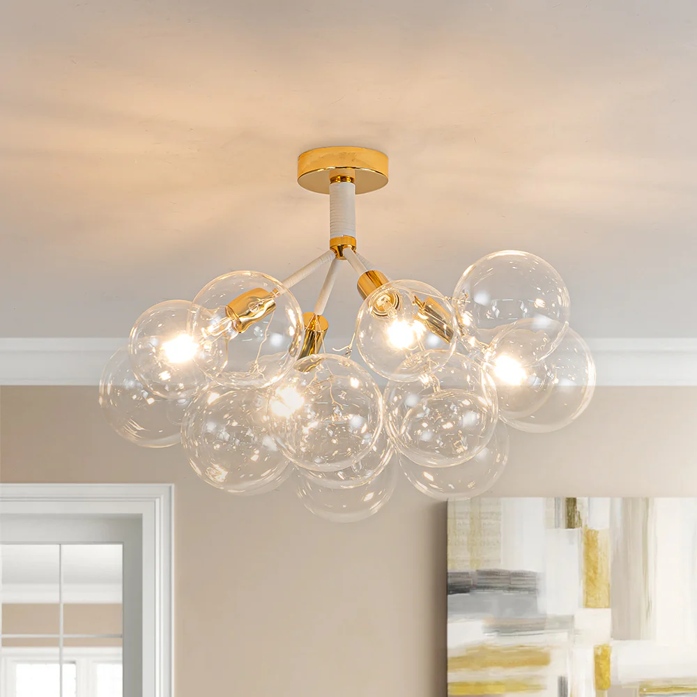 Modern Cluster Glass Bubble Chandelier / Semi Flush - Image 9