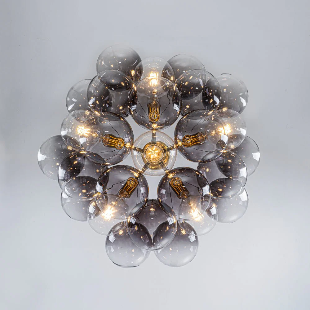 Modern Cluster Gradient Gray Glass Globe Bubble Chandelier - Image 10