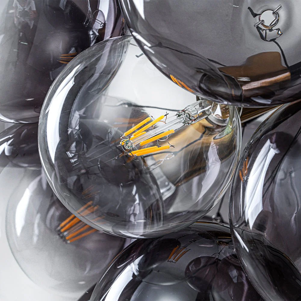 Modern Cluster Gradient Gray Glass Globe Bubble Chandelier - Image 11