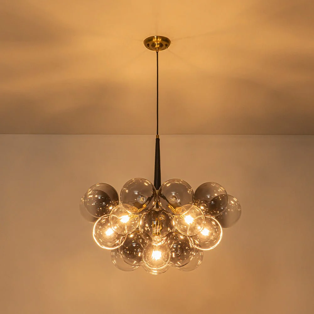 Modern Cluster Gradient Gray Glass Globe Bubble Chandelier - Image 15