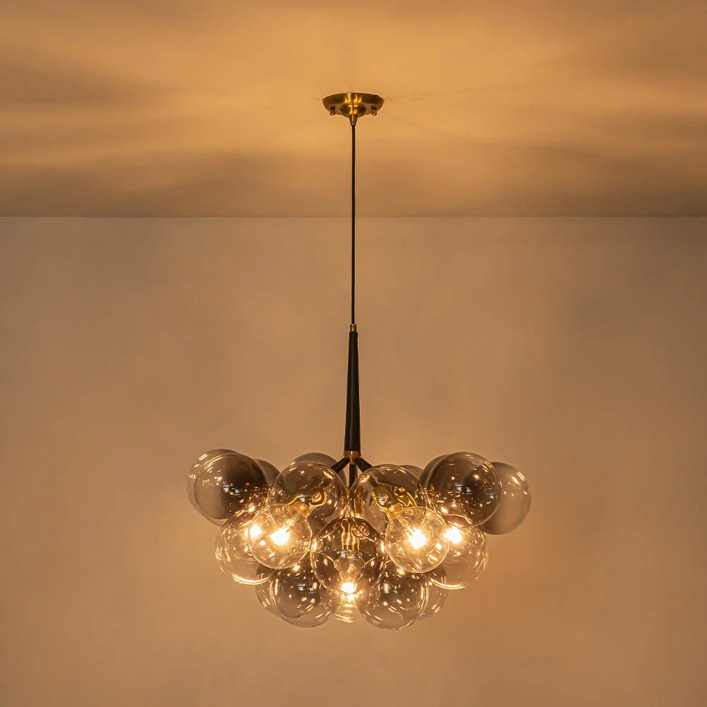 Modern Cluster Gradient Gray Glass Globe Bubble Chandelier - Image 16