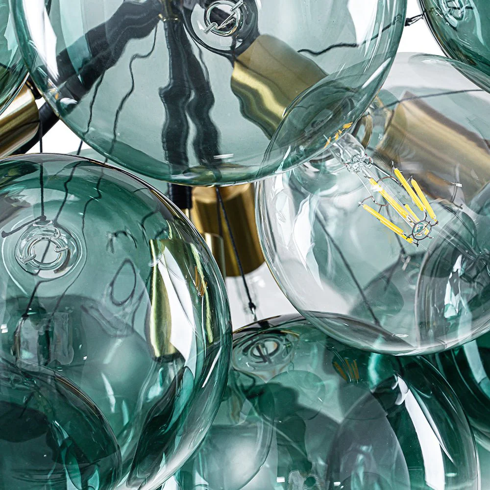 Modern Cluster Gradient Green Glass Globe Bubble Chandelier - Image 10