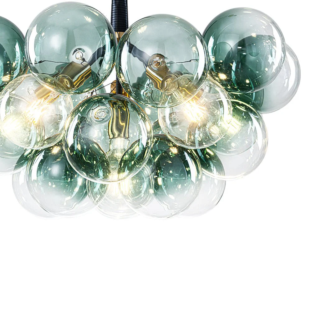 Modern Cluster Gradient Green Glass Globe Bubble Chandelier - Image 11