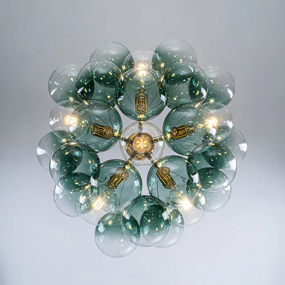 Modern Cluster Gradient Green Glass Globe Bubble Chandelier - Image 13