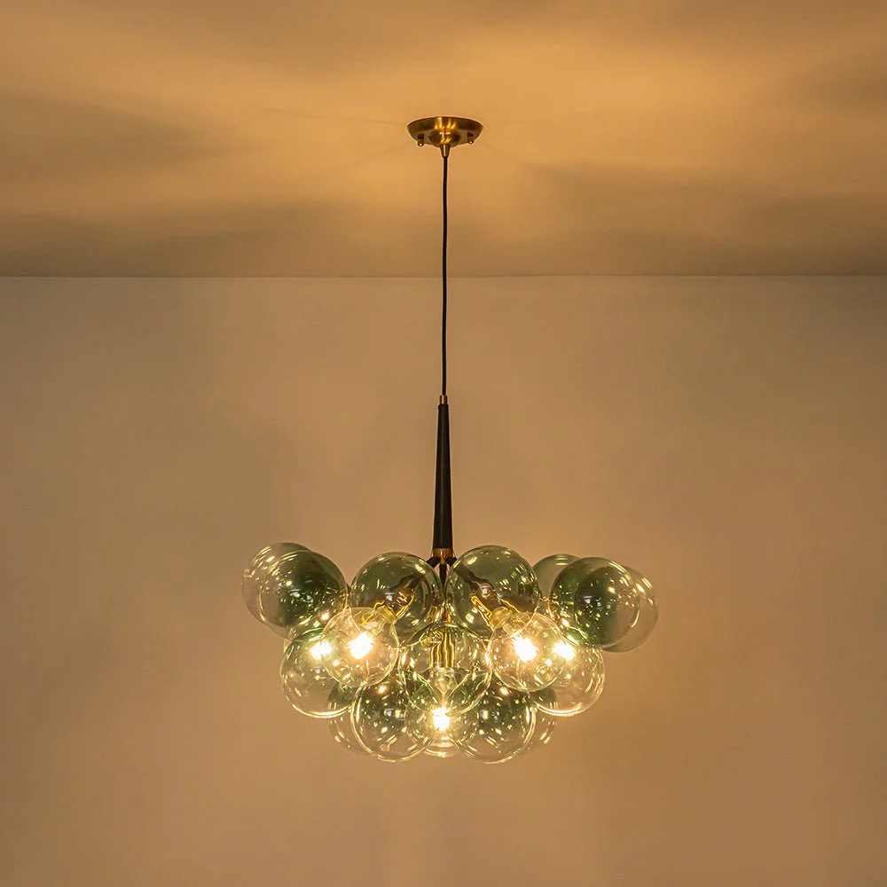 Modern Cluster Gradient Green Glass Globe Bubble Chandelier - Image 15