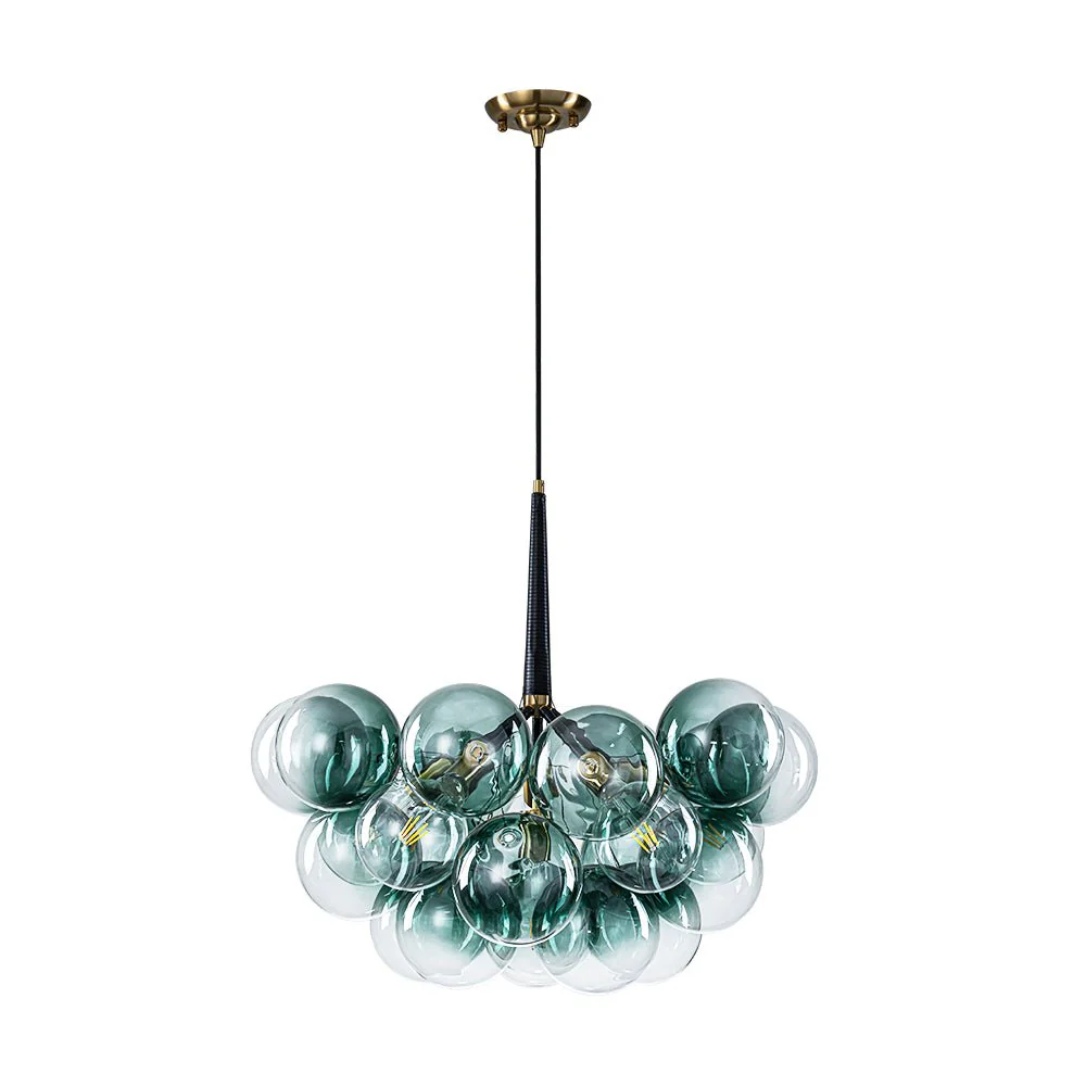 Modern Cluster Gradient Green Glass Globe Bubble Chandelier - Image 3