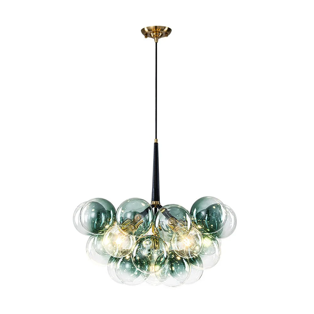 Modern Cluster Gradient Green Glass Globe Bubble Chandelier - Image 4