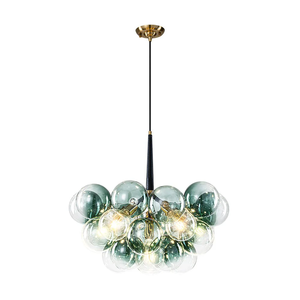 Modern Cluster Gradient Green Glass Globe Bubble Chandelier - Image 5