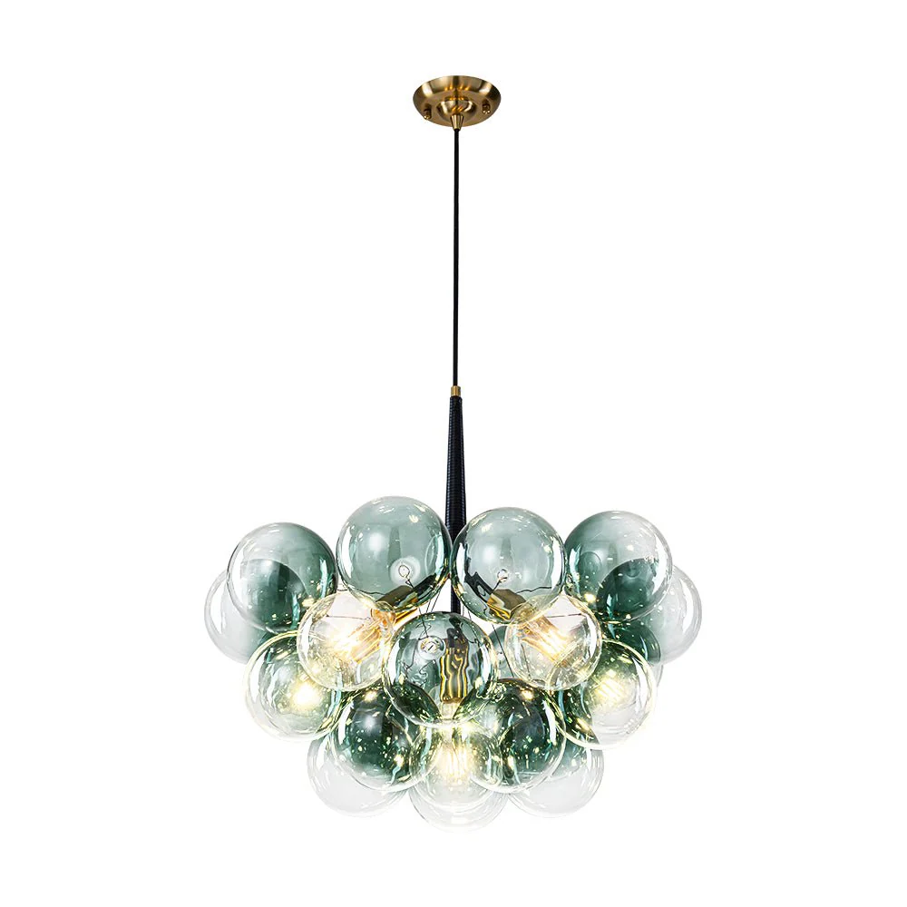 Modern Cluster Gradient Green Glass Globe Bubble Chandelier - Image 6