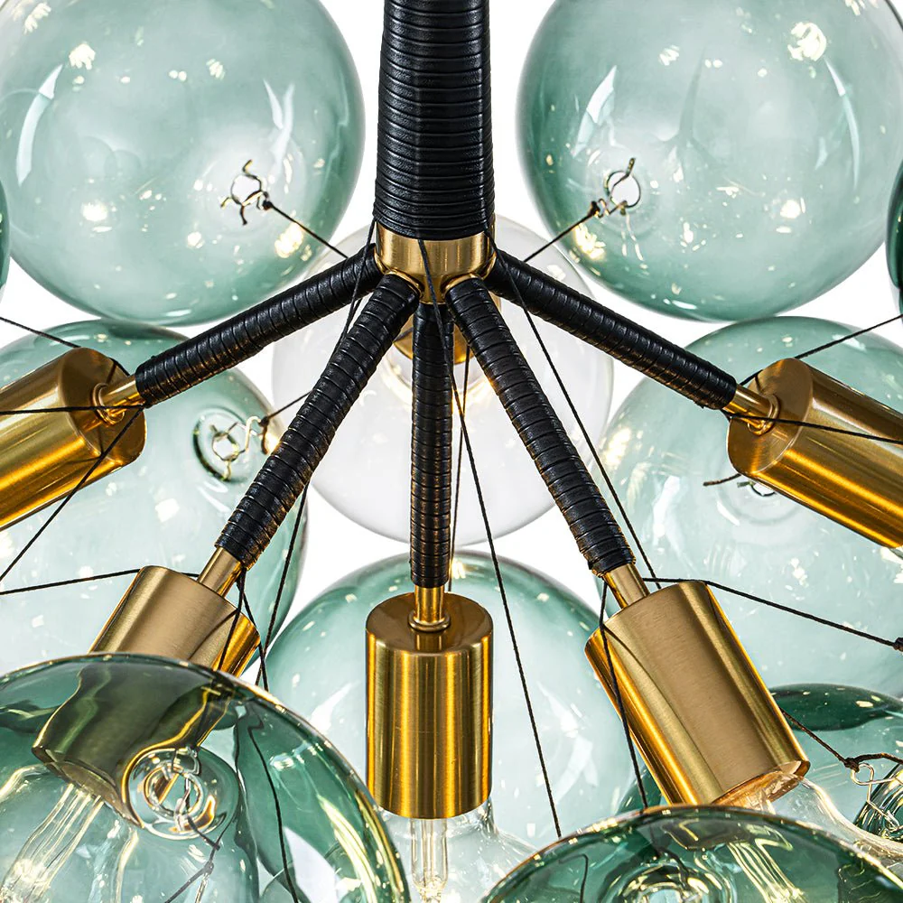 Modern Cluster Gradient Green Glass Globe Bubble Chandelier - Image 9