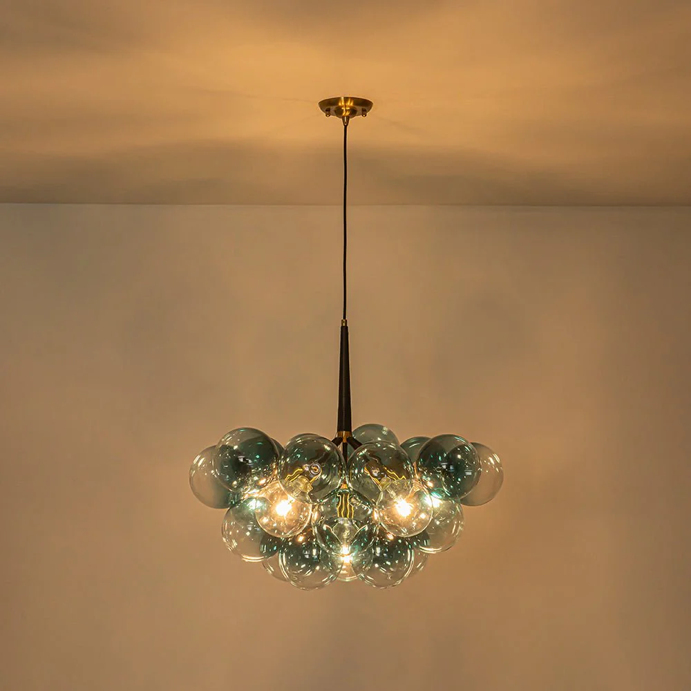 Modern Cluster Gradual Blue Glass Globe Bubble Chandelier - Image 10