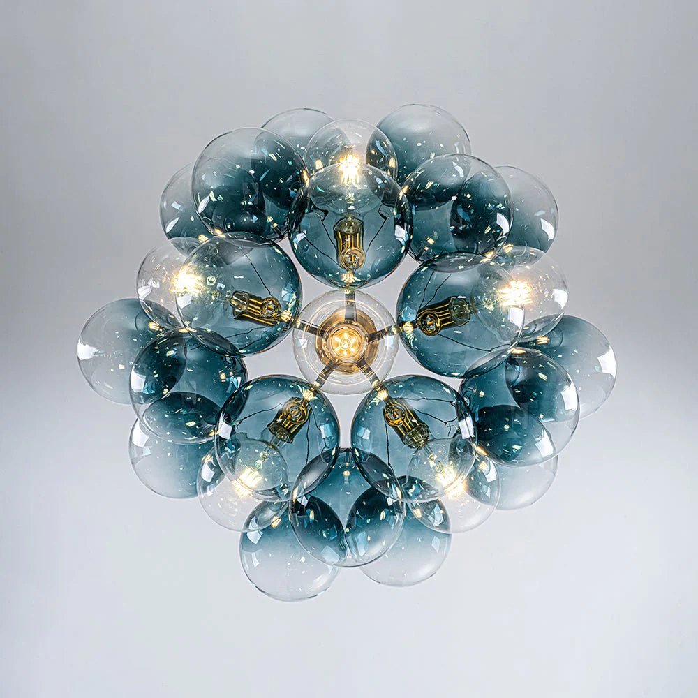 Modern Cluster Gradual Blue Glass Globe Bubble Chandelier - Image 11