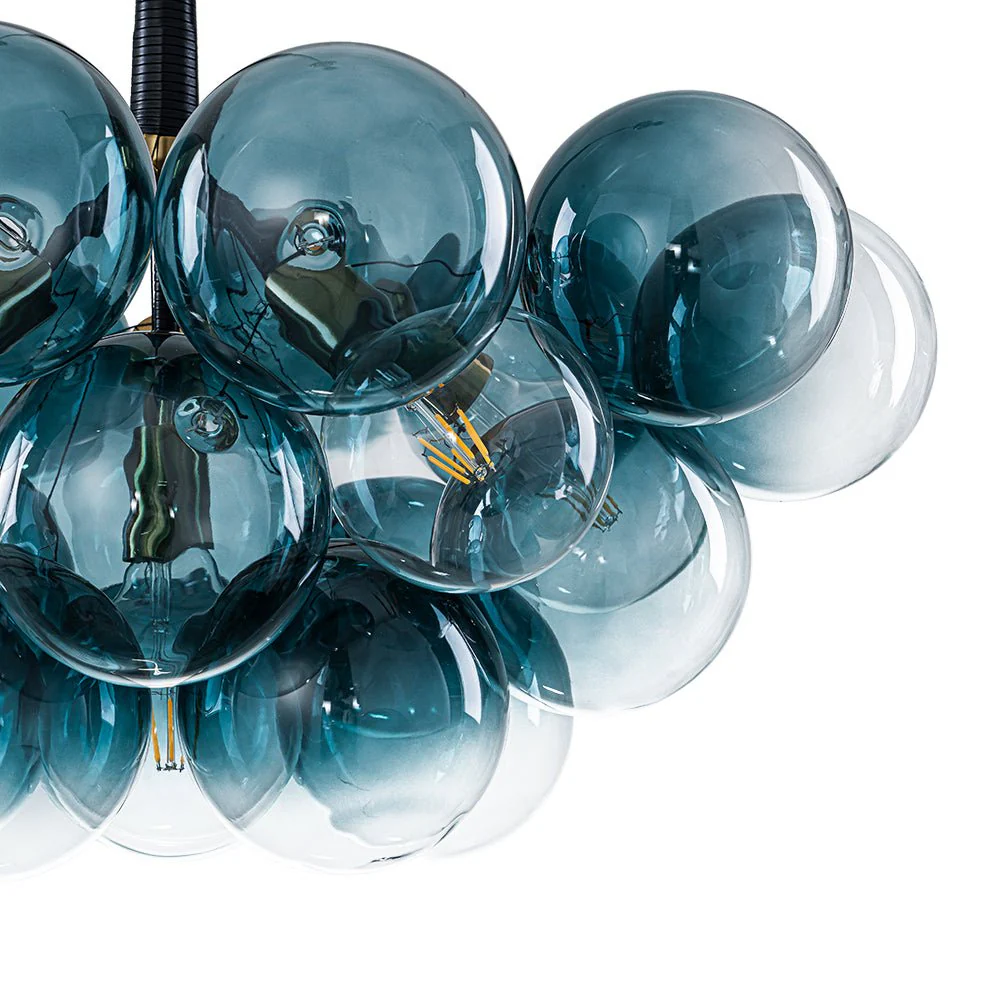 Modern Cluster Gradual Blue Glass Globe Bubble Chandelier - Image 14