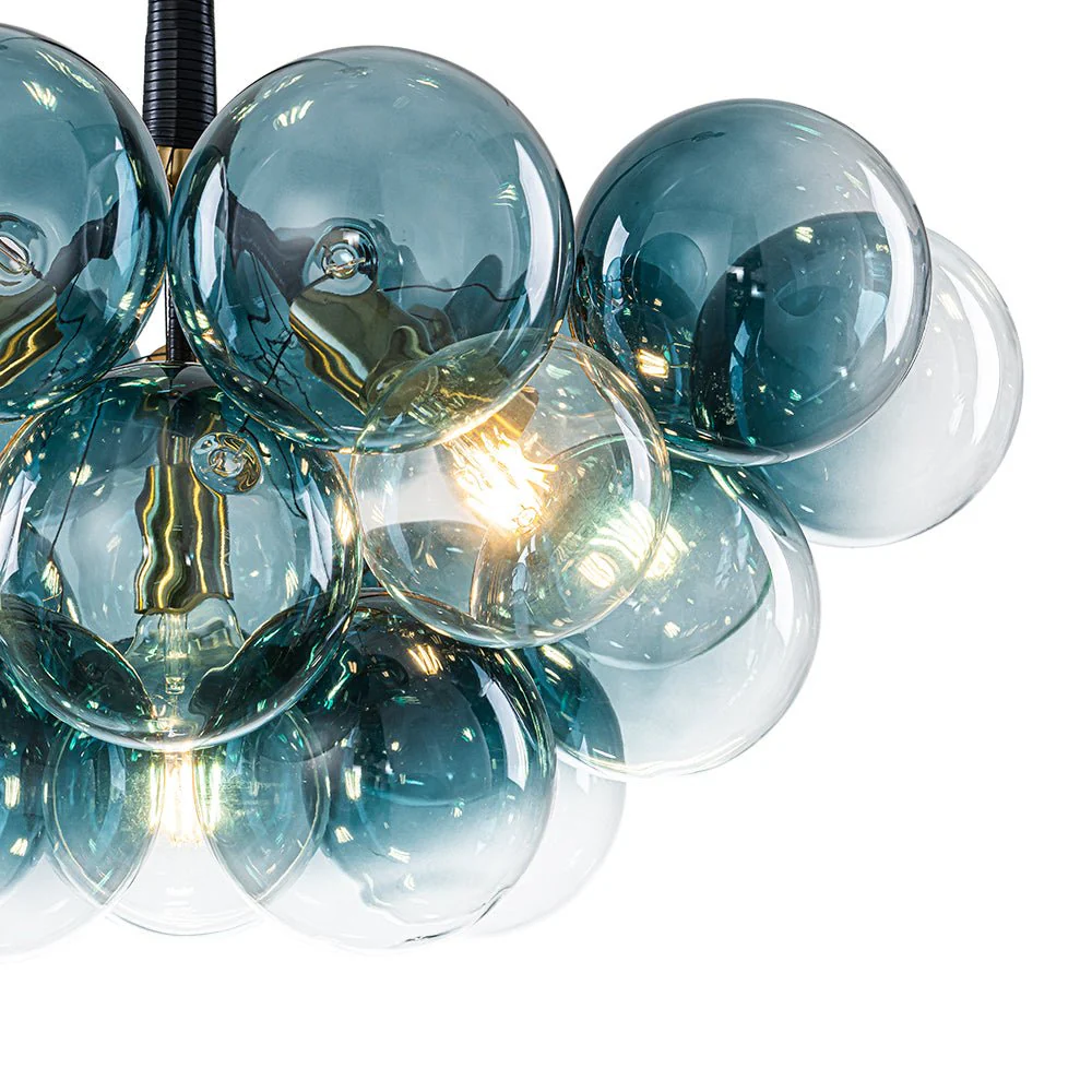 Modern Cluster Gradual Blue Glass Globe Bubble Chandelier - Image 15