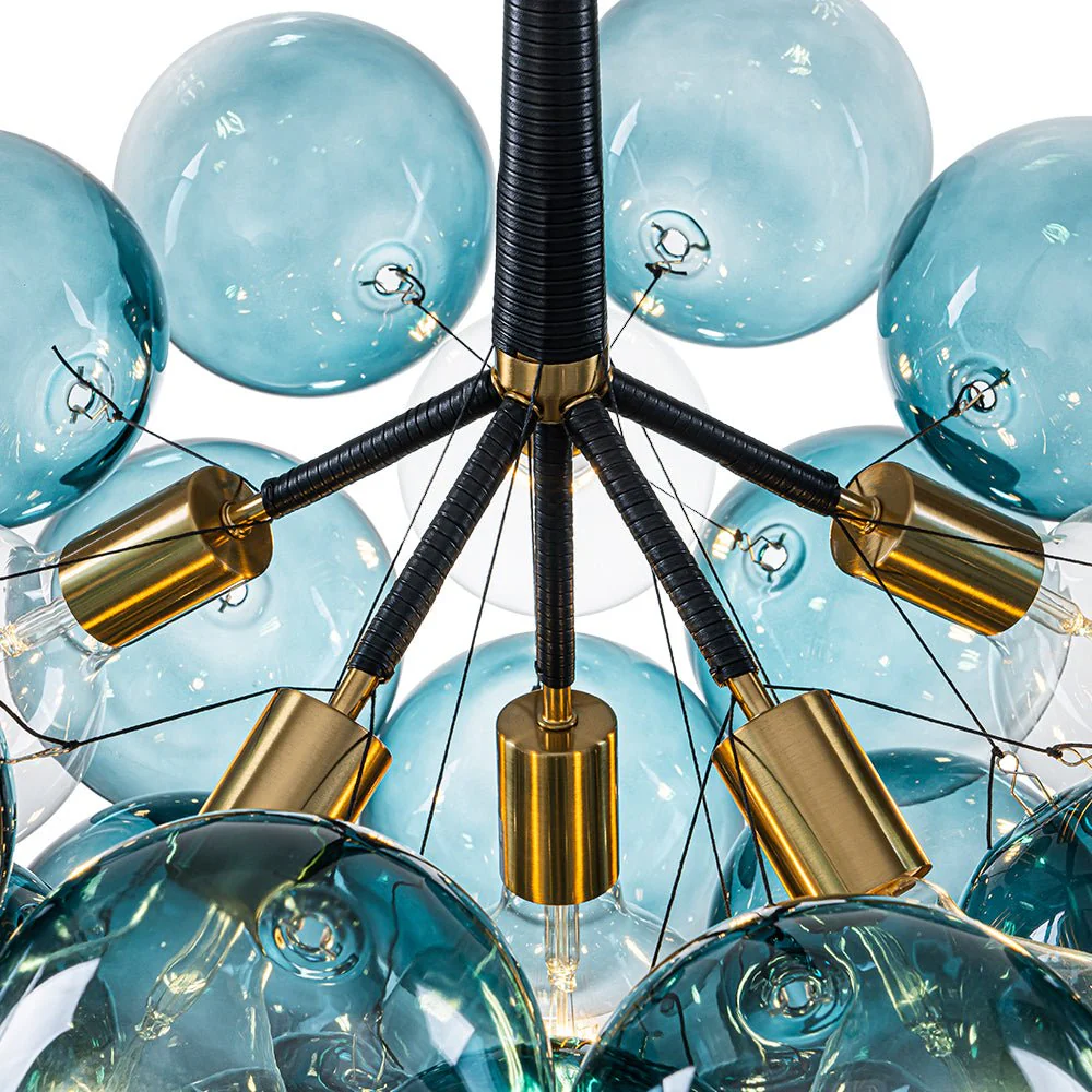 Modern Cluster Gradual Blue Glass Globe Bubble Chandelier - Image 16