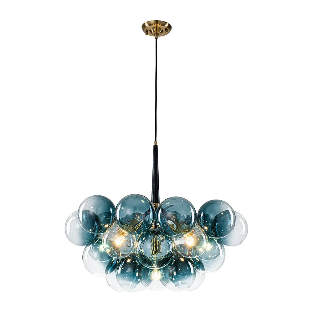 Modern Cluster Gradual Blue Glass Globe Bubble Chandelier - Image 4