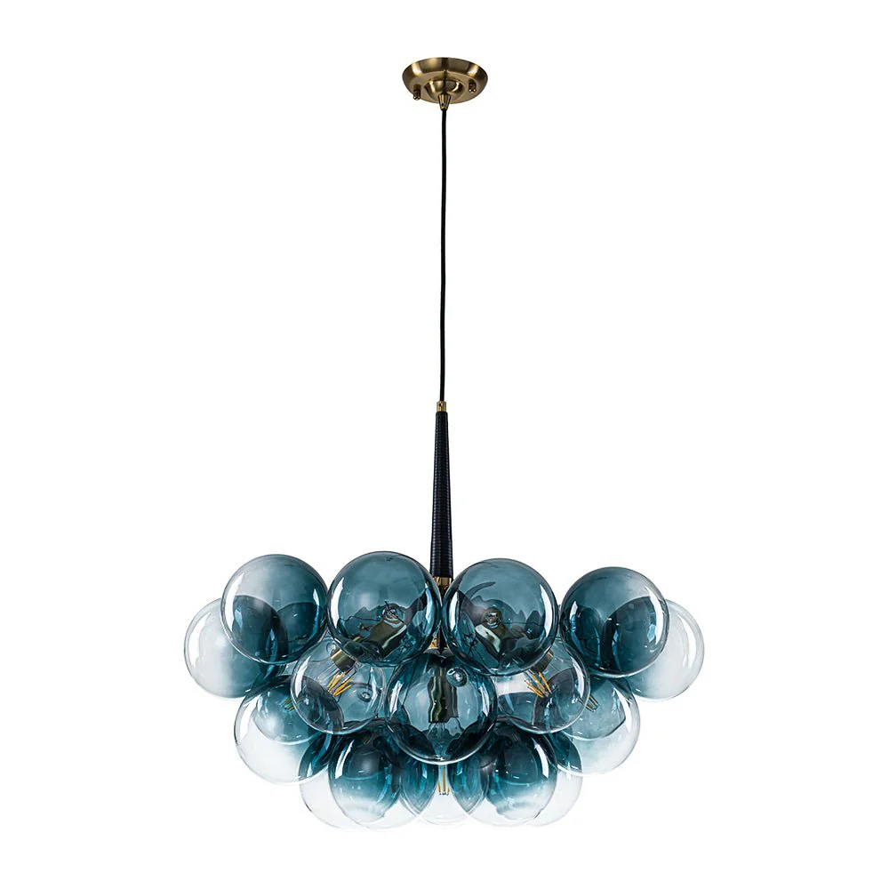 Modern Cluster Gradual Blue Glass Globe Bubble Chandelier - Image 5