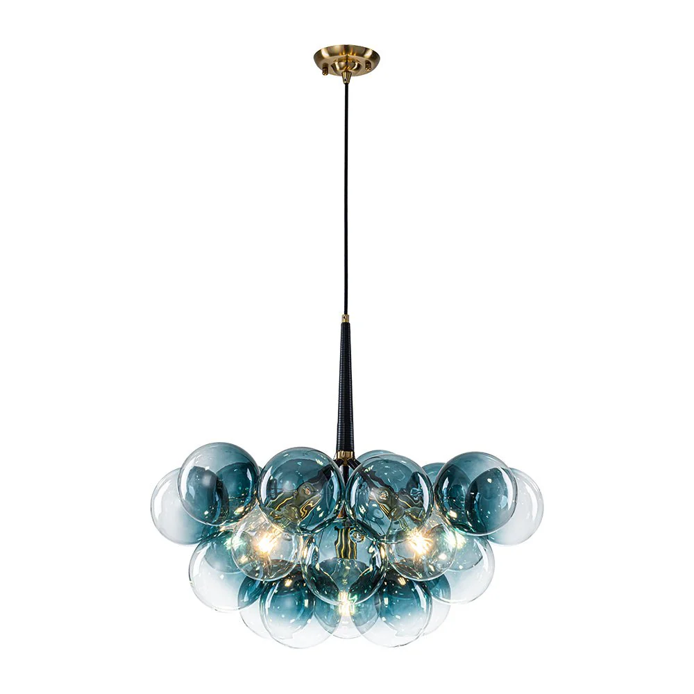 Modern Cluster Gradual Blue Glass Globe Bubble Chandelier - Image 6