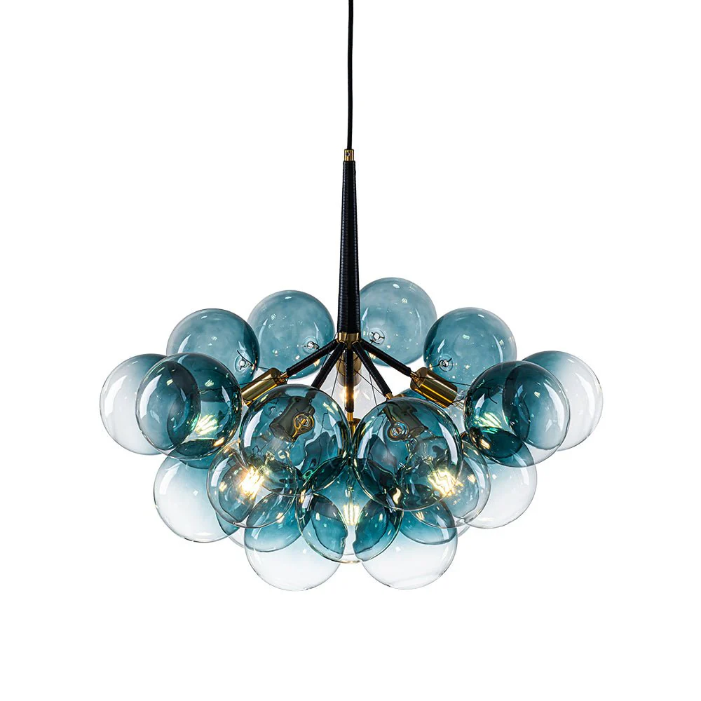 Modern Cluster Gradual Blue Glass Globe Bubble Chandelier - Image 7