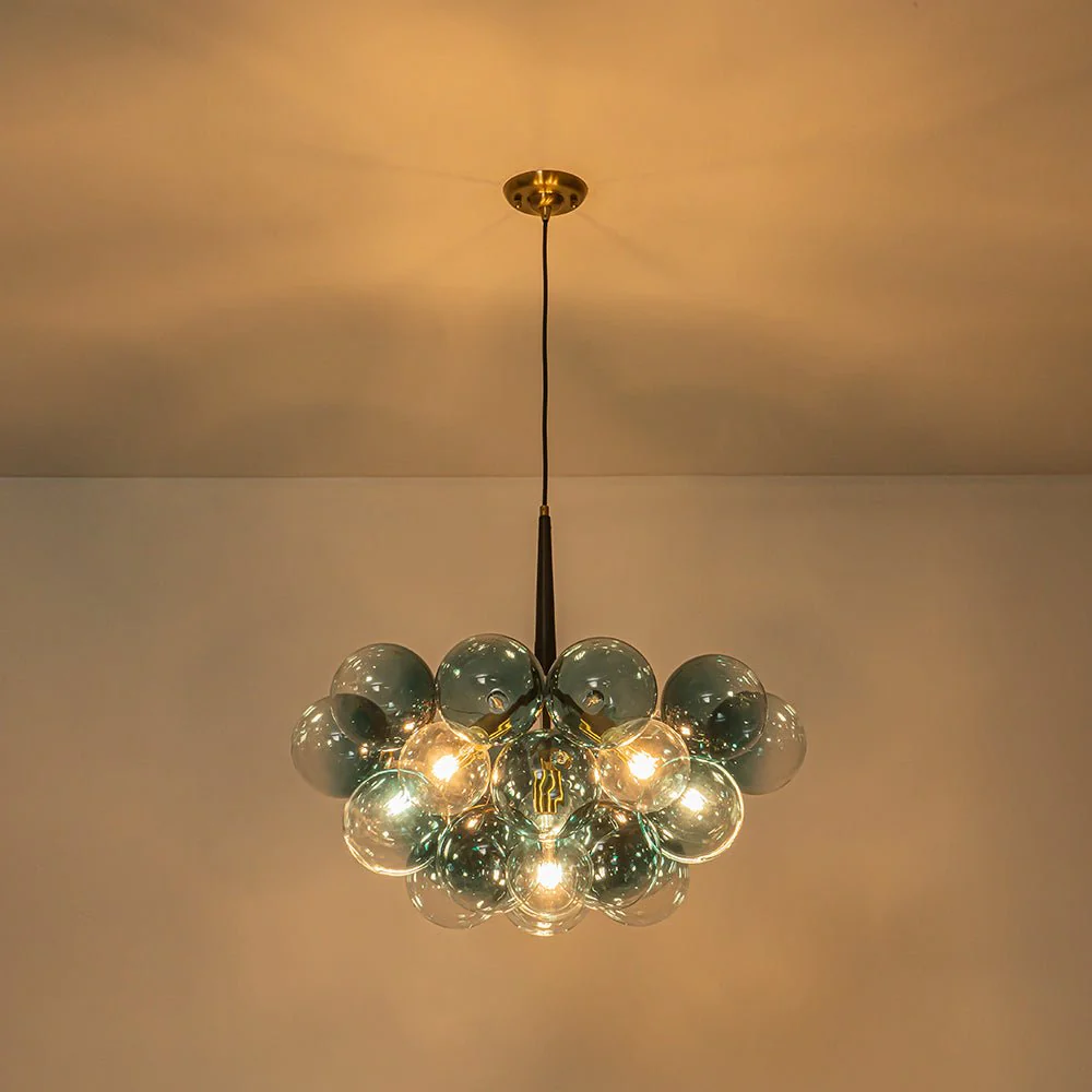 Modern Cluster Gradual Blue Glass Globe Bubble Chandelier - Image 9