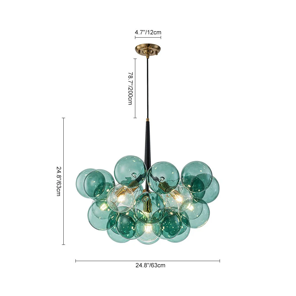 Modern Cluster Green Glass Globe Bubble Chandelier - Image 10