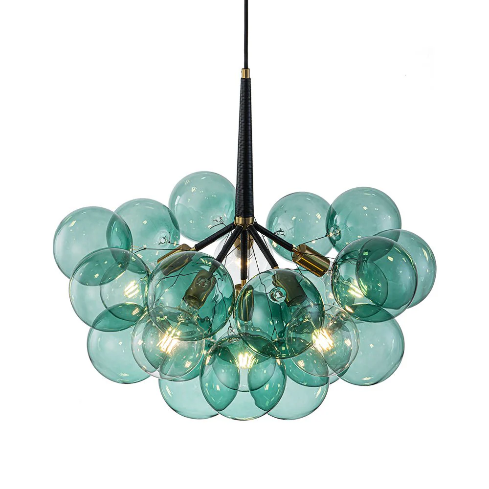 Modern Cluster Green Glass Globe Bubble Chandelier - Image 11
