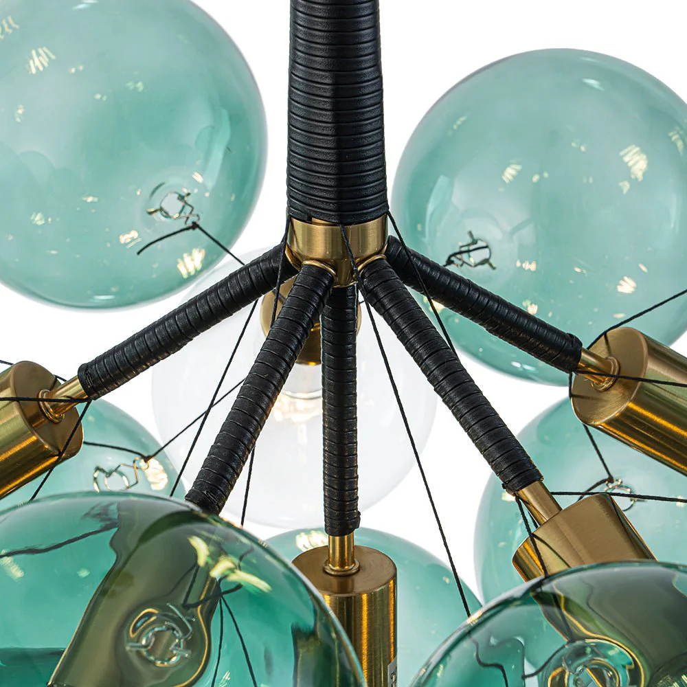 Modern Cluster Green Glass Globe Bubble Chandelier - Image 12