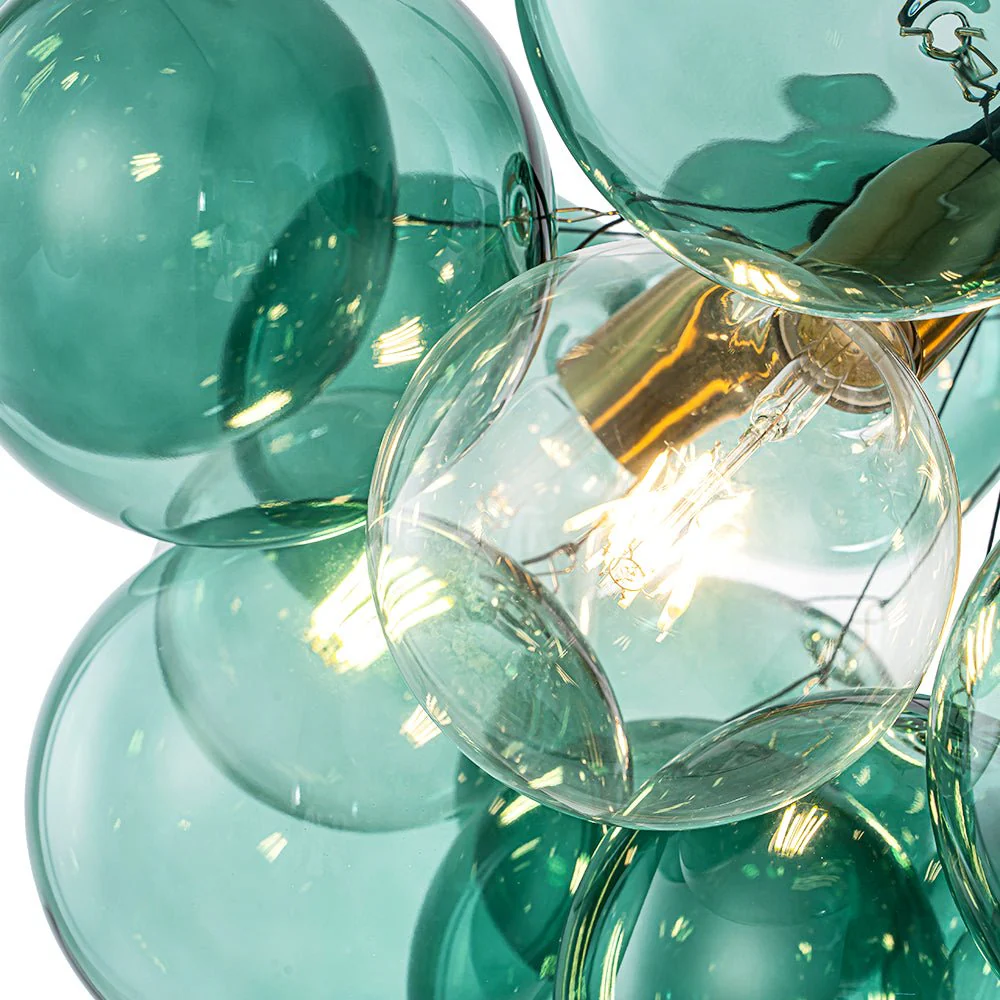 Modern Cluster Green Glass Globe Bubble Chandelier - Image 13