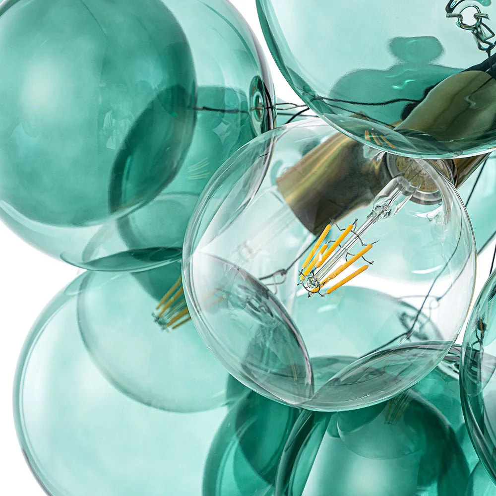 Modern Cluster Green Glass Globe Bubble Chandelier - Image 14