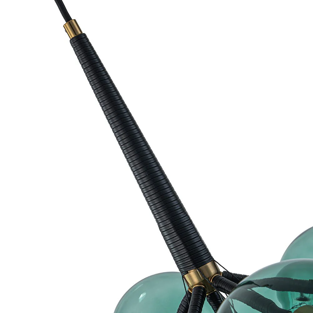 Modern Cluster Green Glass Globe Bubble Chandelier - Image 15
