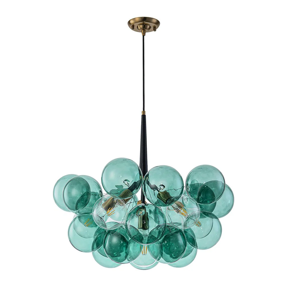 Modern Cluster Green Glass Globe Bubble Chandelier - Image 5