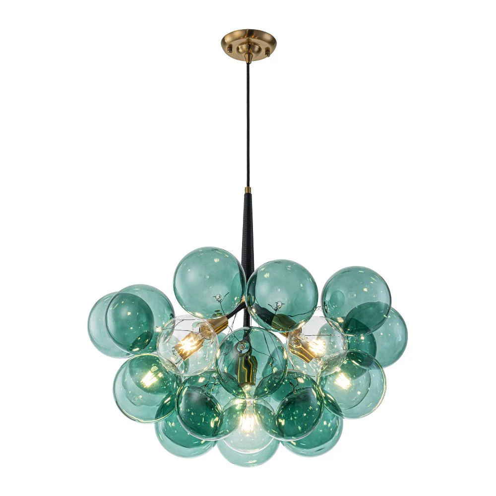 Modern Cluster Green Glass Globe Bubble Chandelier - Image 7
