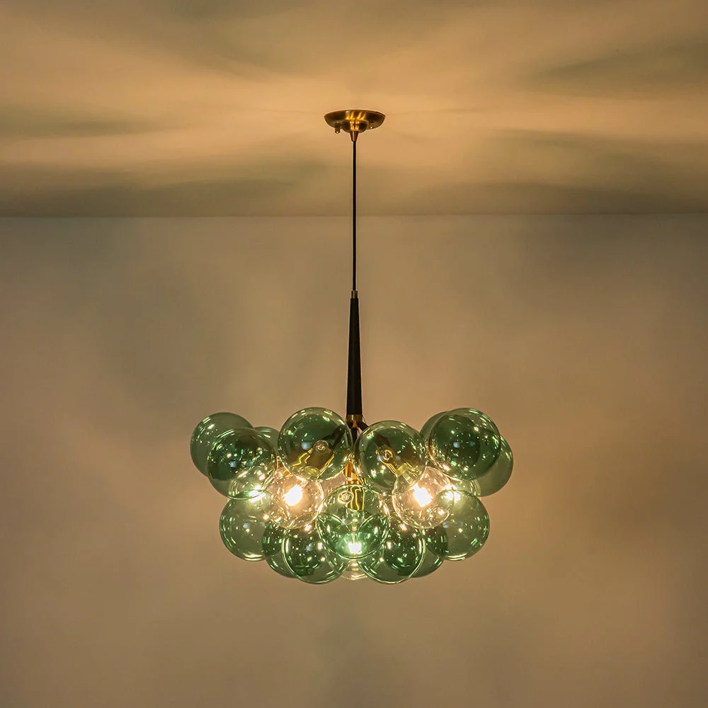 Modern Cluster Green Glass Globe Bubble Chandelier - Image 8