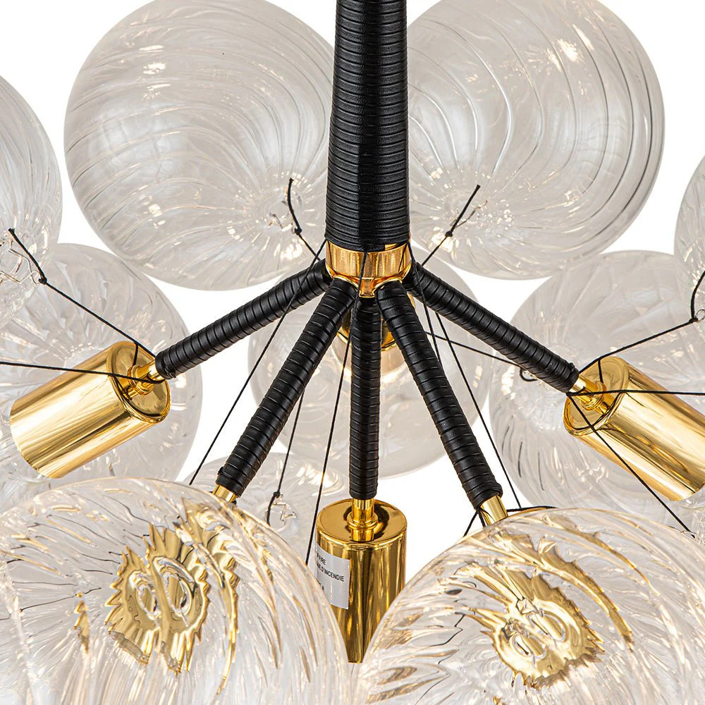 Modern Cluster Ribbed Glass Globe Bubble Chandelier - Image 10