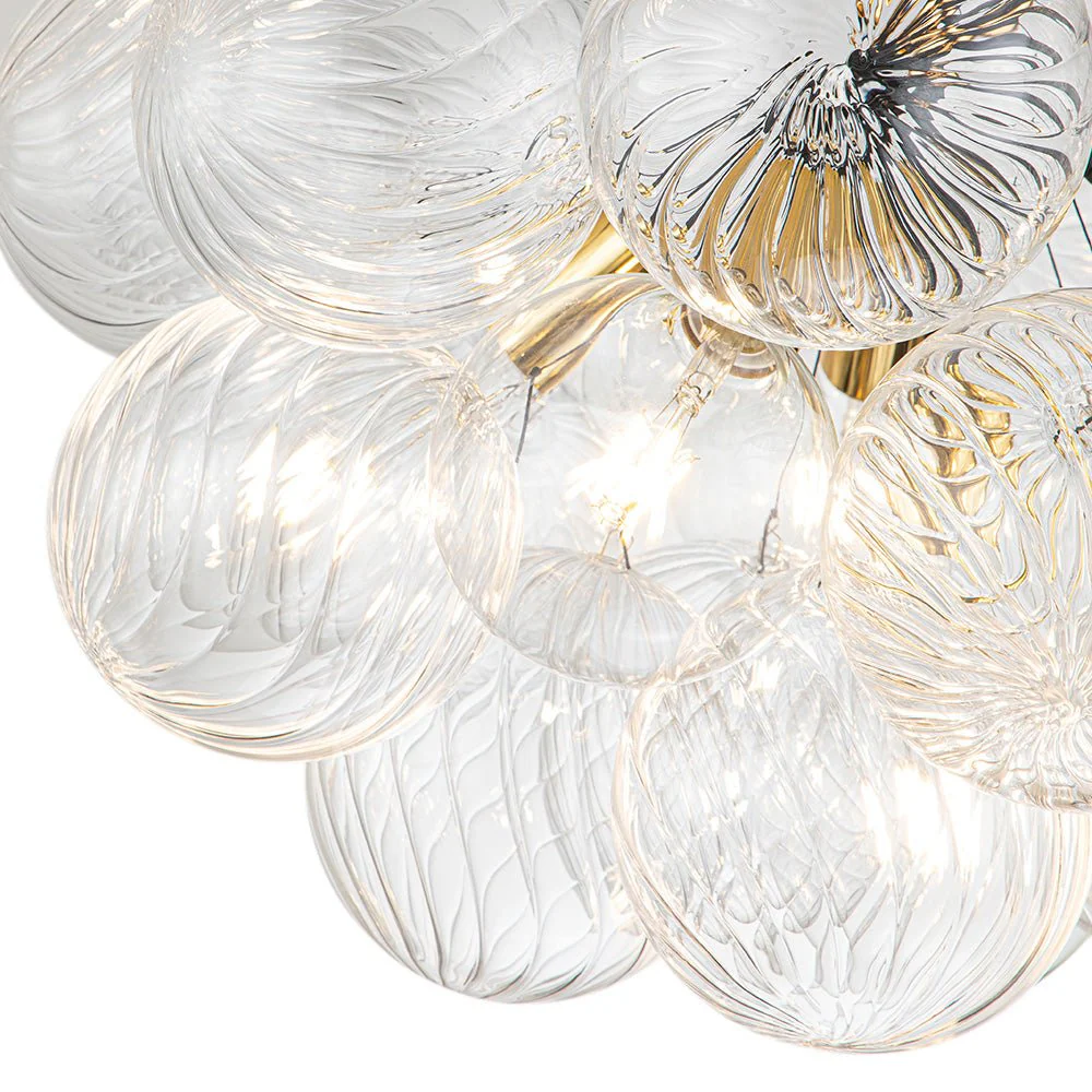 Modern Cluster Ribbed Glass Globe Bubble Chandelier - Image 11