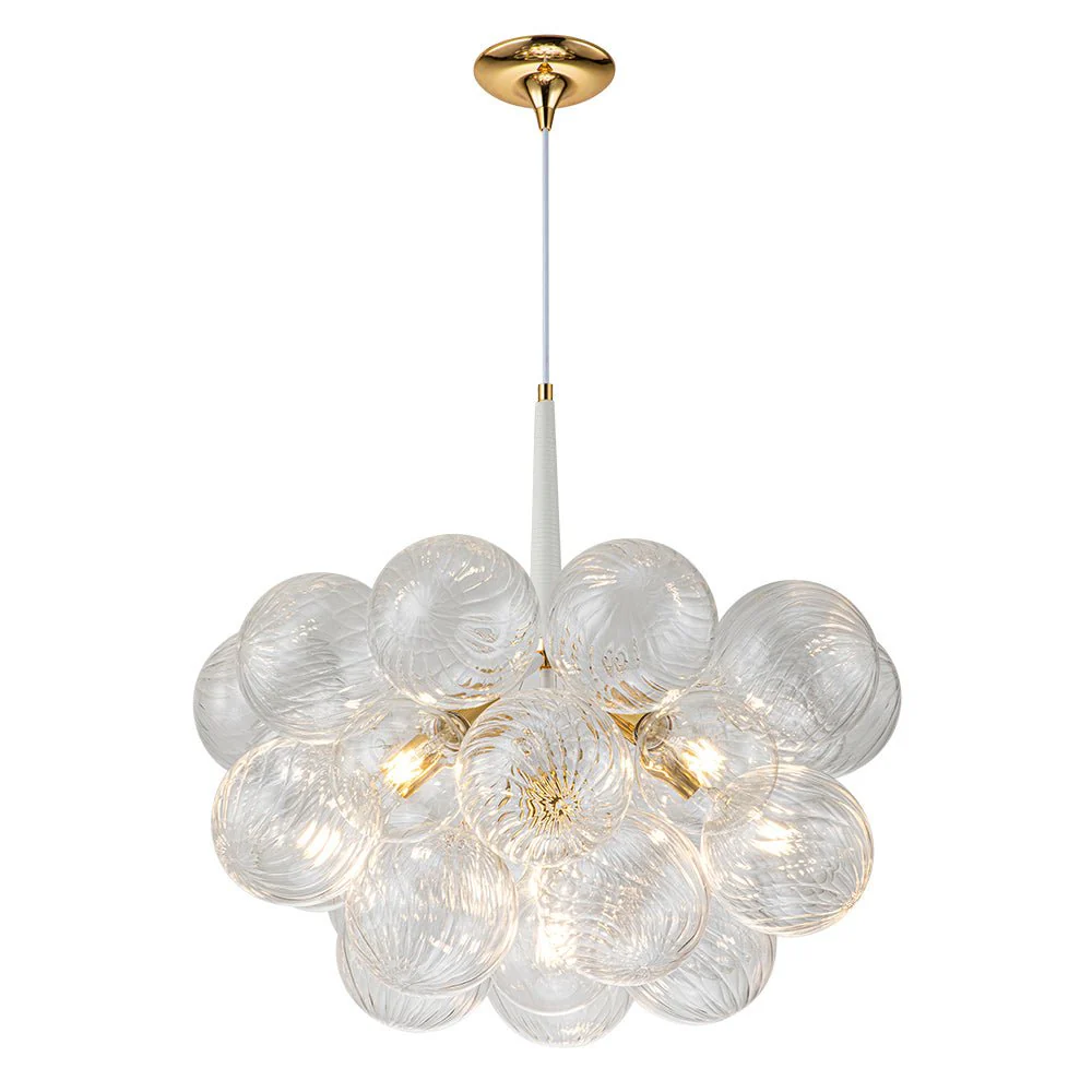 Modern Cluster Ribbed Glass Globe Bubble Chandelier - Image 13