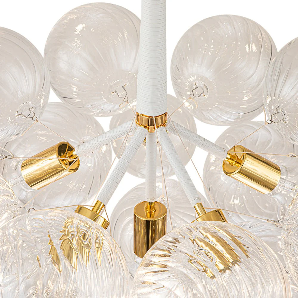 Modern Cluster Ribbed Glass Globe Bubble Chandelier - Image 15
