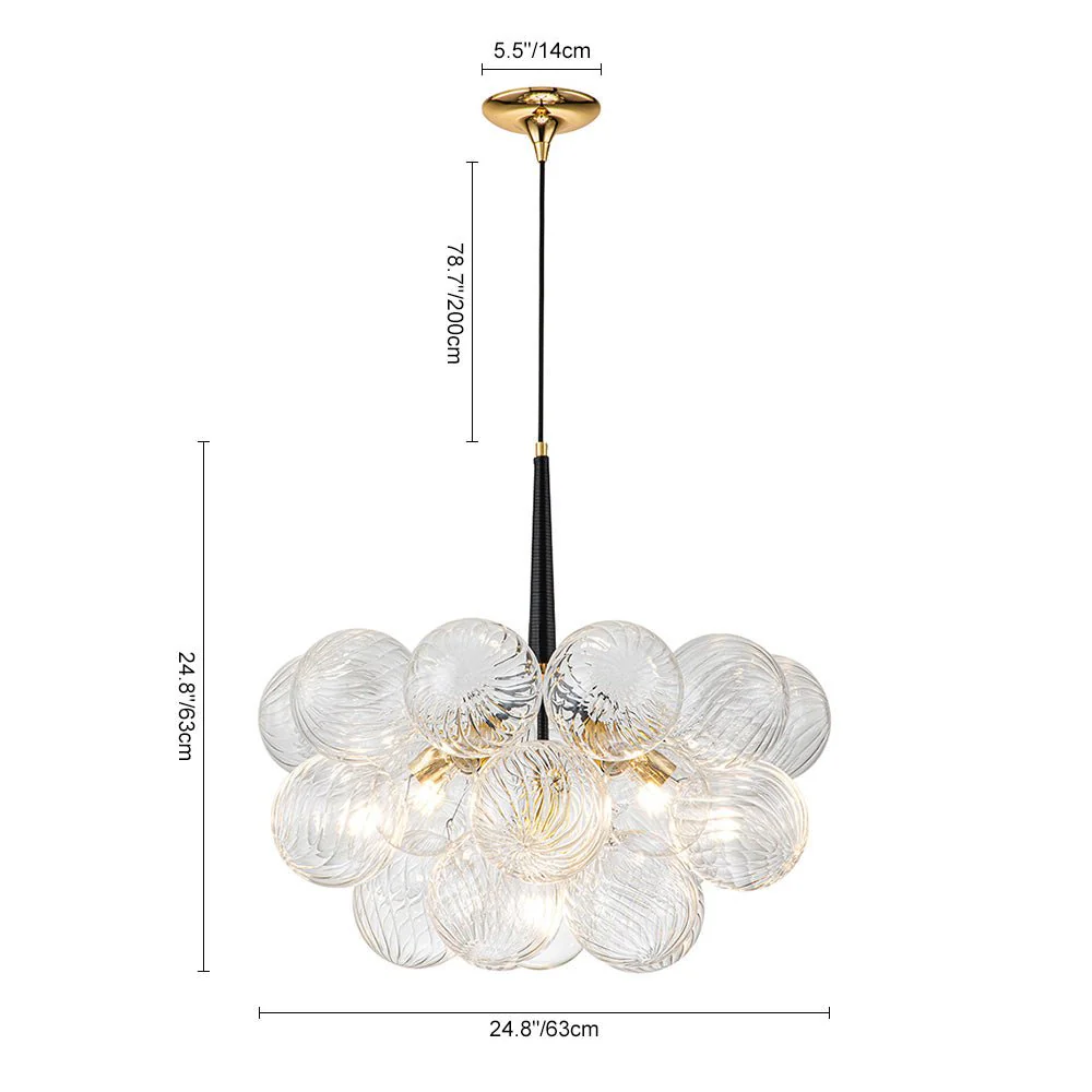 Modern Cluster Ribbed Glass Globe Bubble Chandelier - Image 17