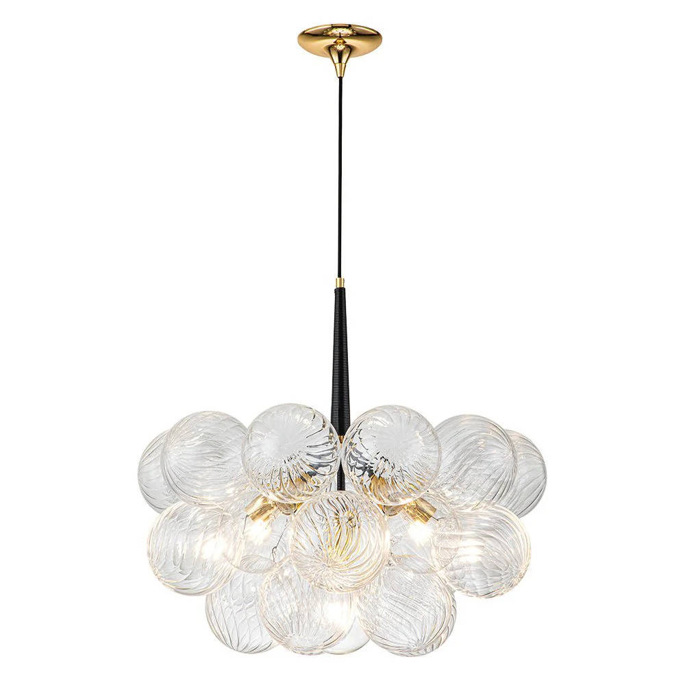 Modern Cluster Ribbed Glass Globe Bubble Chandelier - Image 7