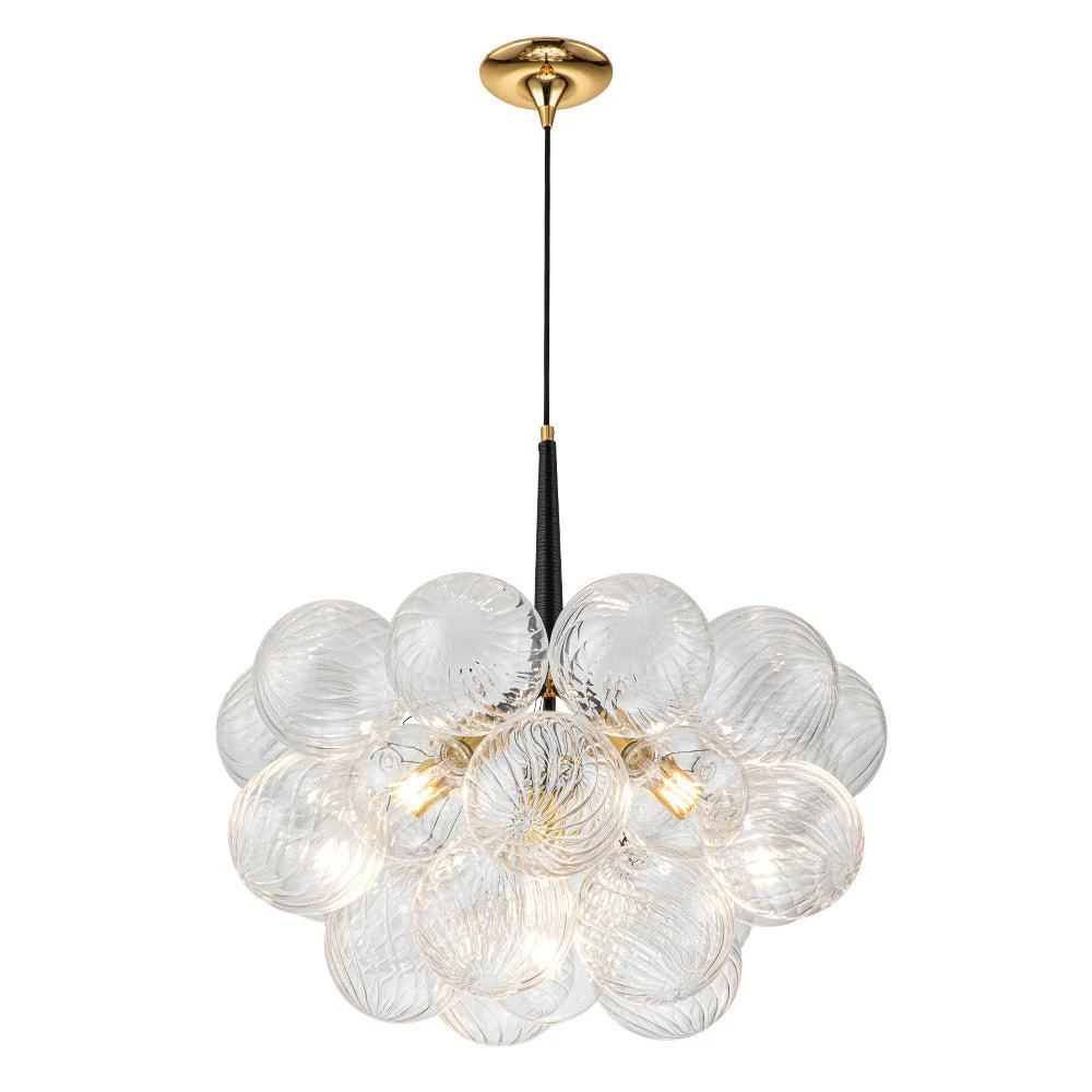 Modern Cluster Ribbed Glass Globe Bubble Chandelier - Image 8
