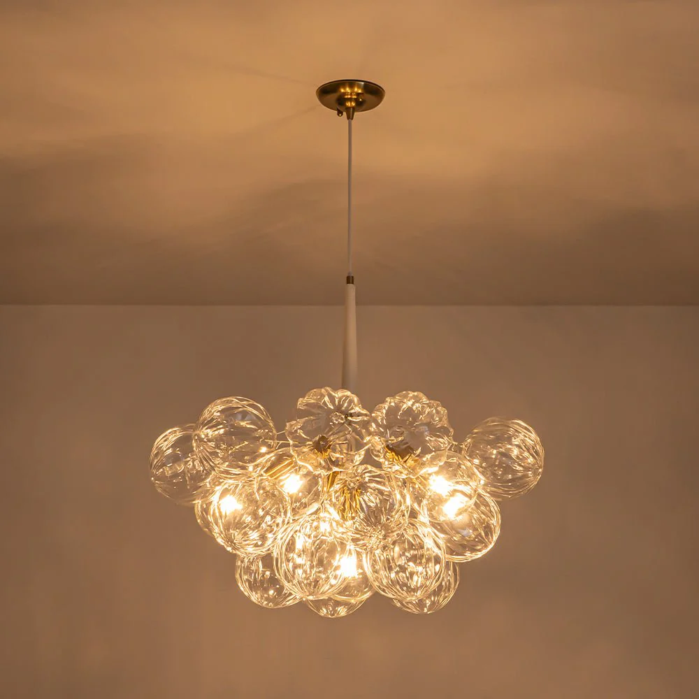 Modern Cluster Sculpture Texture Glass Globe Bubble Chandelier - Image 17