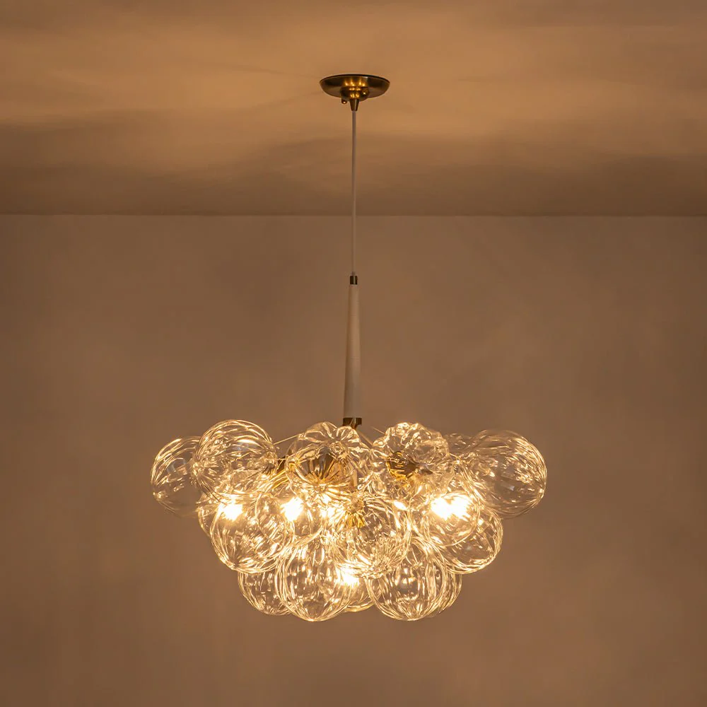 Modern Cluster Sculpture Texture Glass Globe Bubble Chandelier - Image 18
