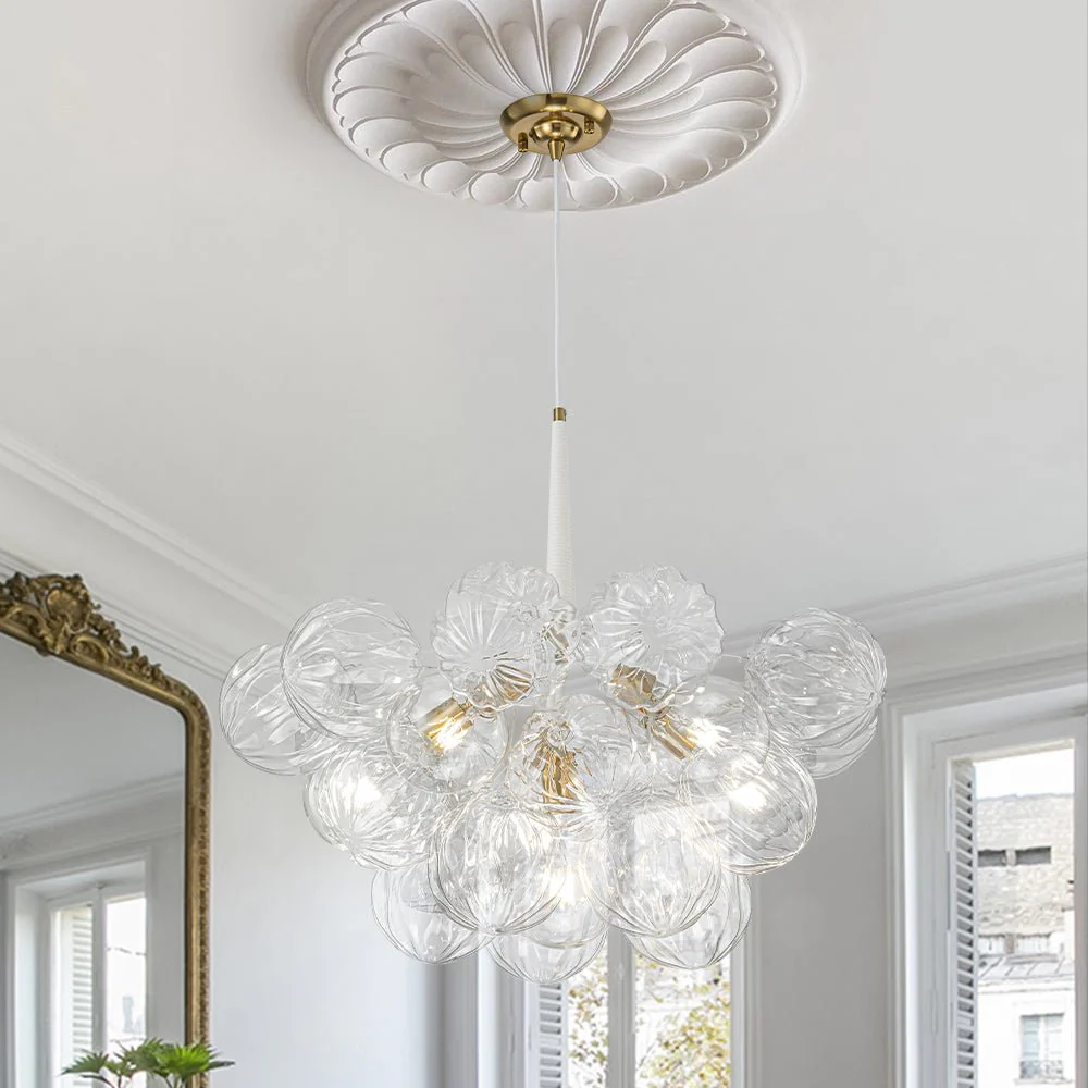 Modern Cluster Sculpture Texture Glass Globe Bubble Chandelier - Image 5
