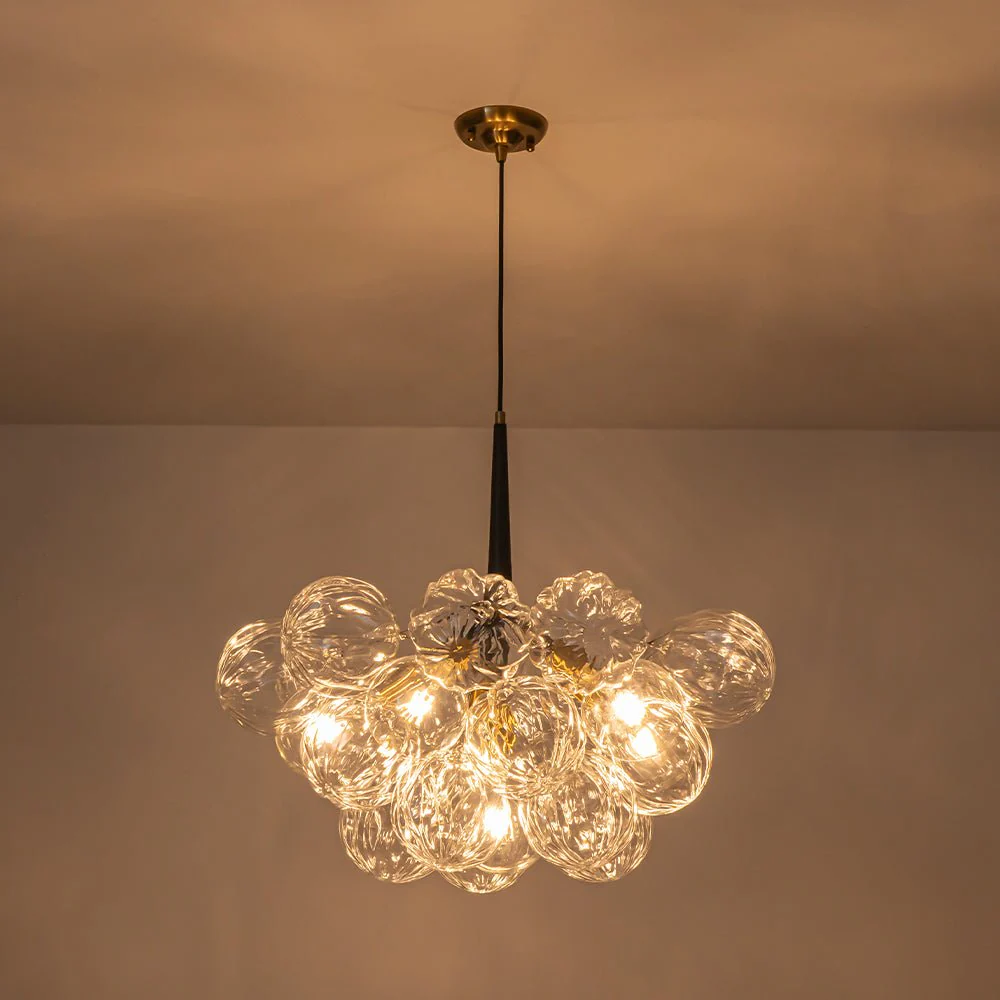 Modern Cluster Sculpture Texture Glass Globe Bubble Chandelier - Image 6