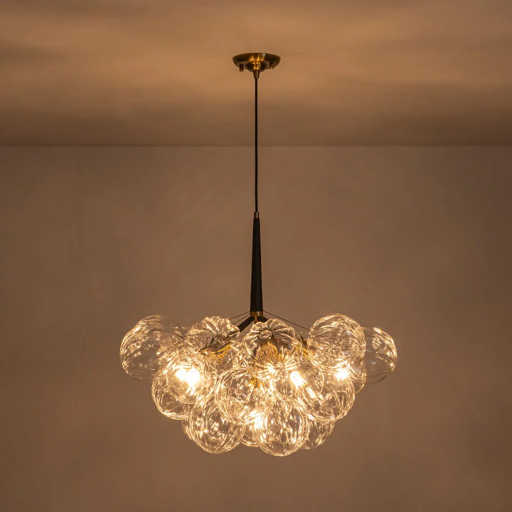 Modern Cluster Sculpture Texture Glass Globe Bubble Chandelier - Image 7