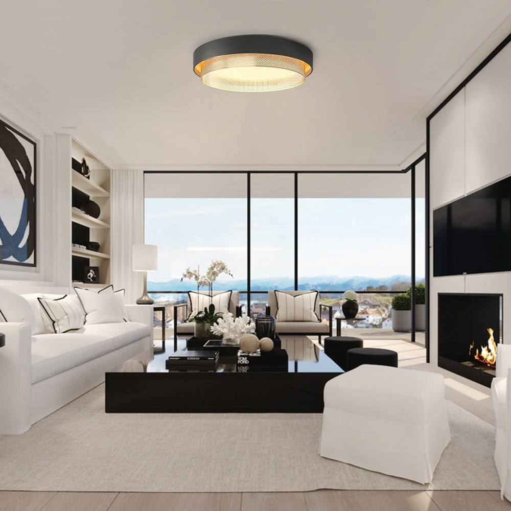 Modern LED Iron Mesh Circular Flush Mount Light - Image 2